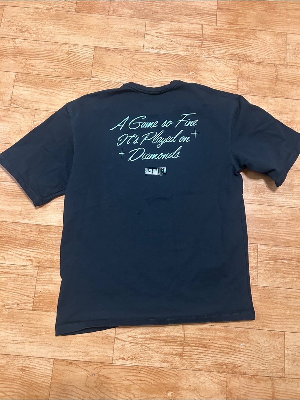 Men’s Baseballism T-Shirt Large Diamonds Black Rare Heavyweight Cotton
